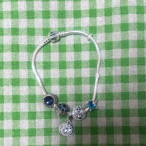 Elegant Silver and Blue Charm Bracelet